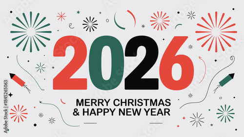 Merry Christmas and Happy New Year 2026 celebration