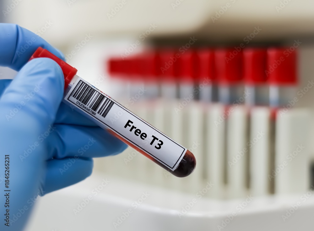 Fototapeta premium Blood sample tube for free T3 test analysis.