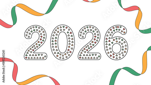 Vibrant 2026 celebration graphic with colorful ribbons