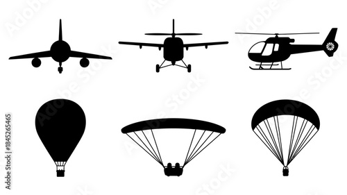 Air Transportation and Parachute Icons