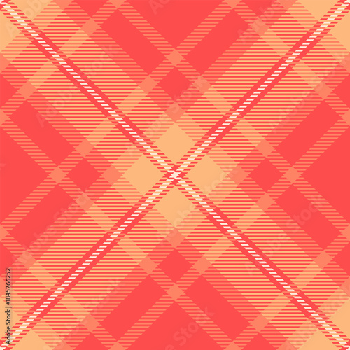 Down seamless background textile, suite vector fabric check. Christmas card pattern tartan texture plaid in red and orange colors.