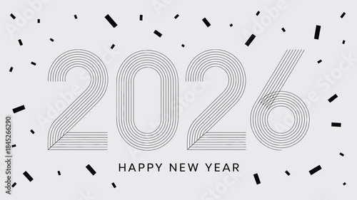 Happy New Year 2026 celebration with confetti