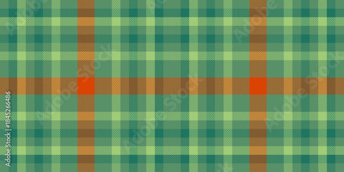 Large vector background fabric, canadian textile plaid texture. Page seamless pattern check tartan in green and teal colors.