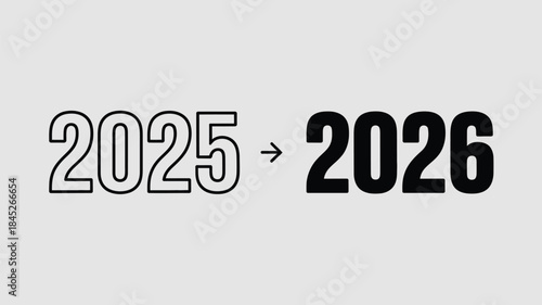 Transition from 2025 to 2026 in bold modern design
