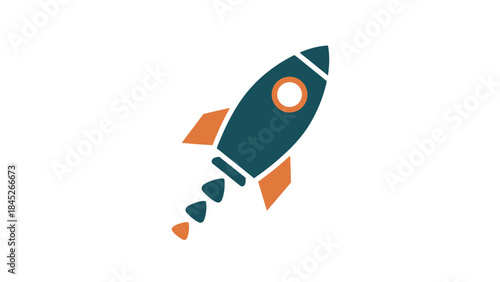 A sleek, modern rocket ship icon soaring into the sky, symbolizing speed, innovation, and futuristic journeys