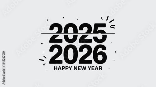 Modern Happy New Year celebration with 2025 crossed out