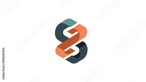 Abstract geometric logo design in orange and teal hues with a modern, minimalist aesthetic, suitable for professional branding