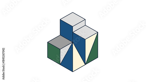 Abstract geometric shapes forming a modern architectural structure, symbolizing growth and development