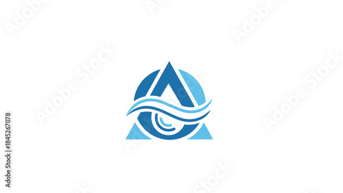 Modern abstract geometric logo with flowing wave design, representing fluidity and innovation in technology and science