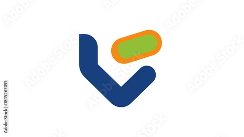 Abstract blue and green logo representing a dynamic and communicative entity on a white background