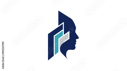 Abstract geometric logo representing intelligence and innovation in a modern, clean design