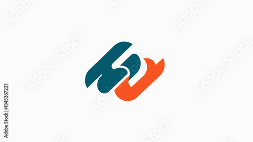 Abstract geometric logo design with intersecting forms and bold color accents, symbolizing synergy and innovation