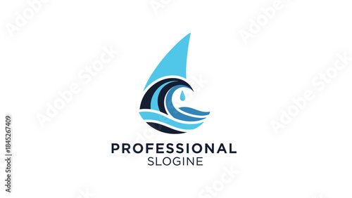 Abstract water drop and wave logo representing flow and purity in business