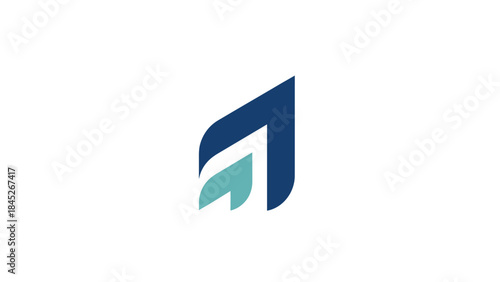 Abstract Geometric Logo Featuring Ascending Arrows and Flowing Waves