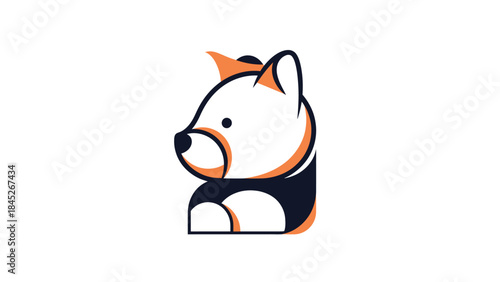 Cute illustration of a stylized dog icon with an orange accent on its head, representing loyalty and companionship