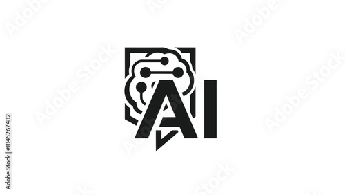 AI Technology Symbol with Neural Network and Circuit Board Elements