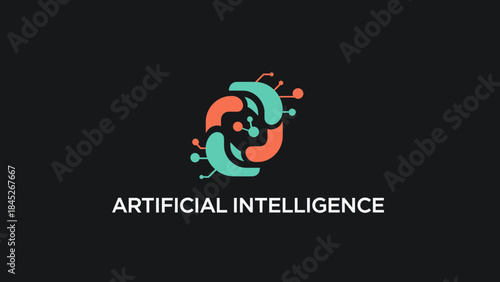 Abstract representation of artificial intelligence in a stylized circular design with interconnected elements