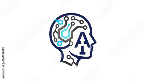 AI Technology Symbol Representing Artificial Intelligence and Human Brain