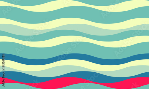 Vibrant, stylized wave pattern in teal, pale yellow, and blue.  Perfect for backgrounds, website design, textiles, or any project needing a calming yet dynamic feel.