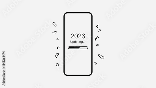 Smartphone updating to 2026 with modern interface