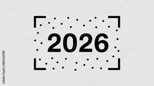 Modern 2026 design with QR code elements on gray background