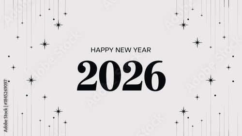 Happy New Year 2026 celebration with sparkling stars