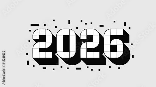 Modern 2025 design with grid pattern and squares