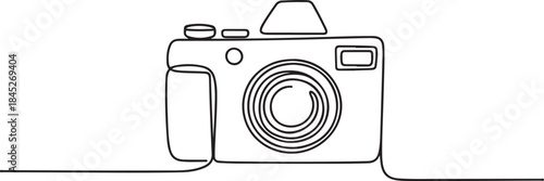 Linear style and hand drawn photo camera.one line  vector illustration  with out background