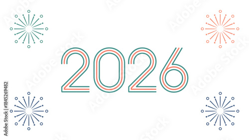 Vibrant 2026 celebration with colorful fireworks display