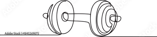 Drawing of dumbbell in continuous single line style.one line  vector illustration  with out background