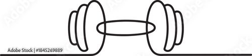 Drawing of dumbbell in continuous single line style.one line  vector illustration  with out background