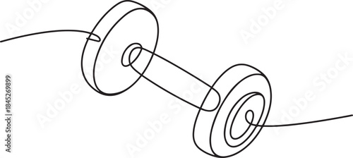 Drawing of dumbbell in continuous single line style.one line  vector illustration  with out background