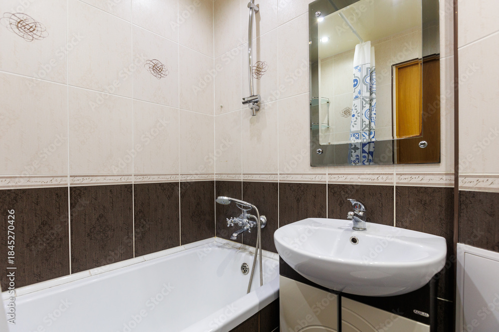 Fototapeta premium modern bathroom room with toilet and washing machine
