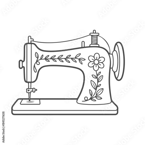  line drawing of a sewing machine