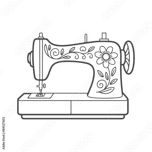  line drawing of a sewing machine