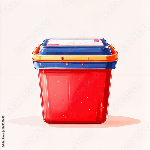 Colorful compost bin illustration with eco-friendly waste management icon