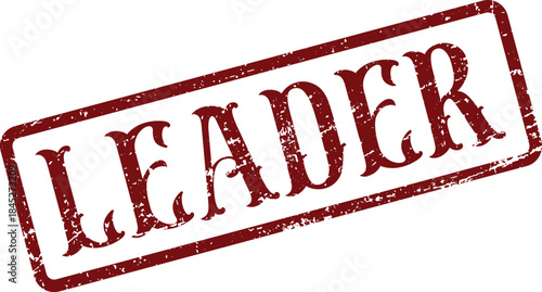 Distinctive Red Rubber Stamp Imprint Featuring the Powerful Word Leader for Organizational Influence