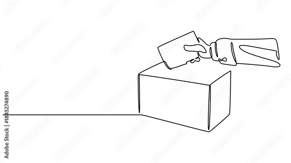 hand inserting voting paper in the ballot box animation continuous one ...
