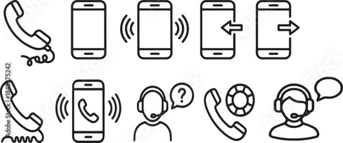Phone icon set. Contact us symbol. Telephone call sign. Cell phone, ringing phonePhone icon set. Contact us. Telephone call . Cell phone, ringing phone