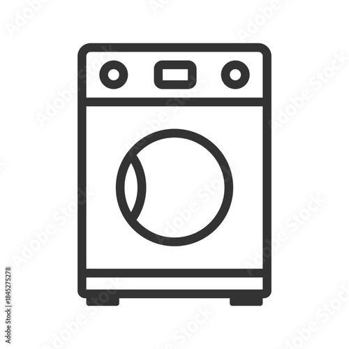 Outline washing machine icon isolated flat style design.
