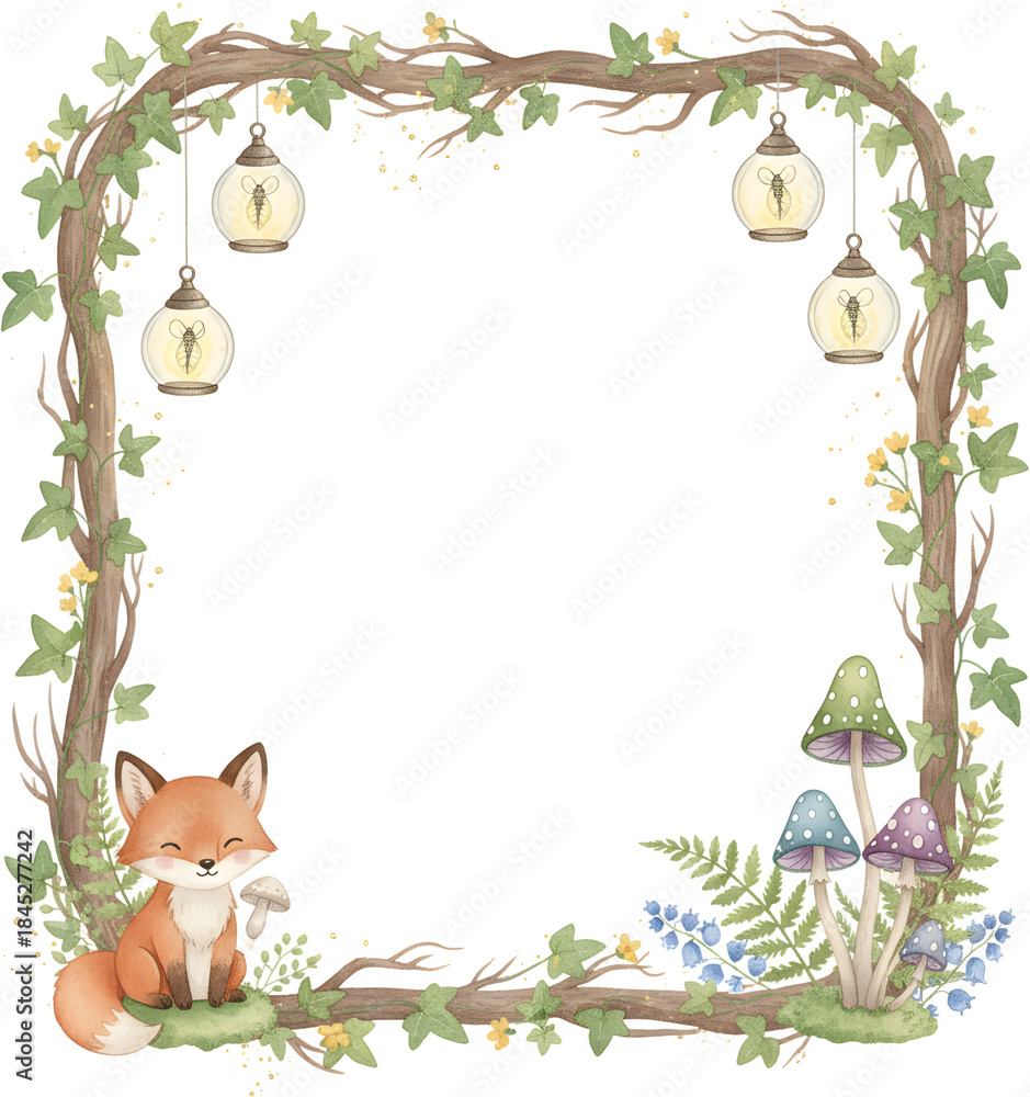 Fototapeta premium Frame with Fox