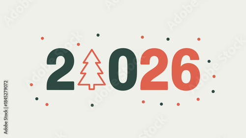 Modern 2026 New Year design with Christmas tree symbol