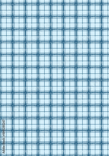 Seamless hand-drawn plaid pattern in blue shades. Vector illustration of a classic tartan or gingham grid design with slightly uneven, sketchy vertical and horizontal lines.