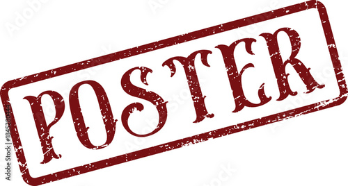 Official Red Rubber Stamp with POSTER Text for Public Announcements and Event Promotion