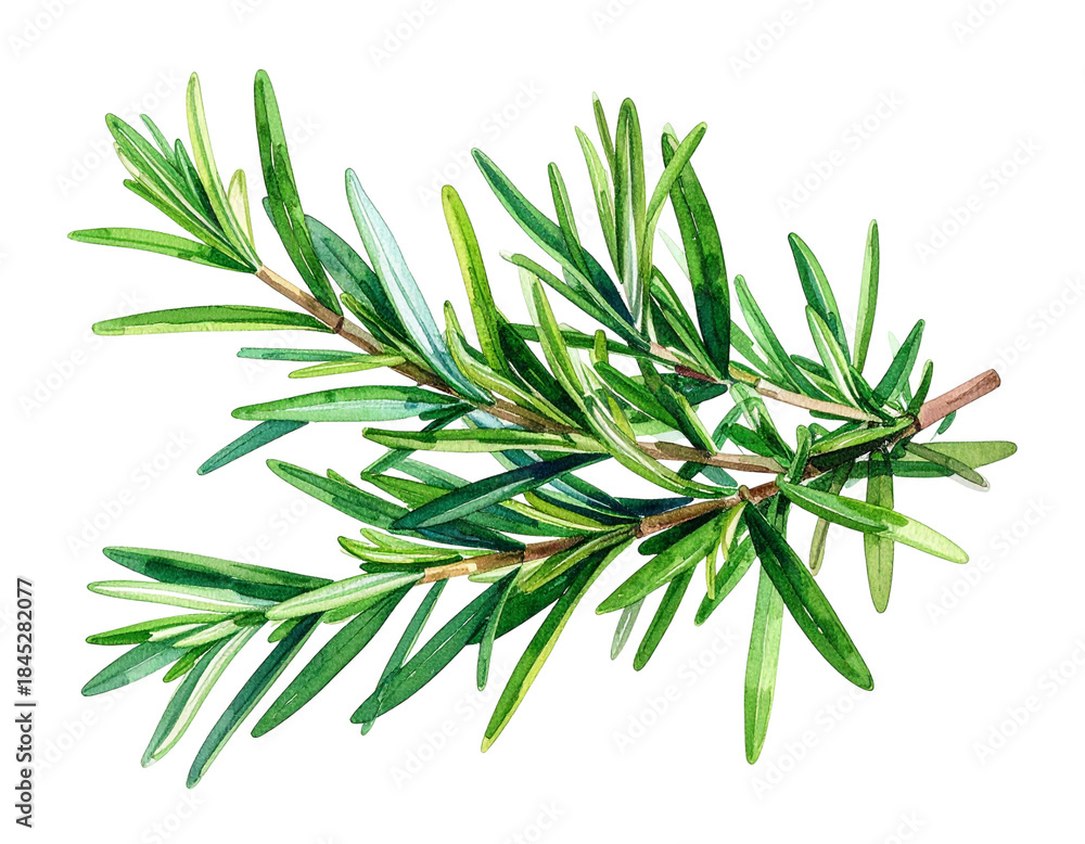 Fototapeta premium ローズマリーの枝 水彩イラスト