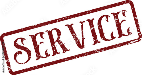 Professional Grungy Red Service Stamp Symbol Signifying Customer Support and Assistance