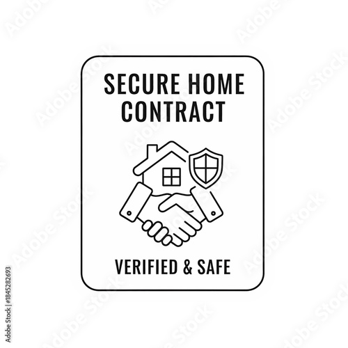 Verified home agreement badge icon, agreement proof for policy sales, agreement security for client trust, ideal for property services, explainer content