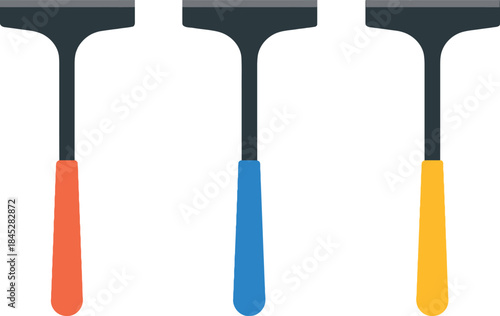 Three Colorful Squeegees for Window Cleaning Tools