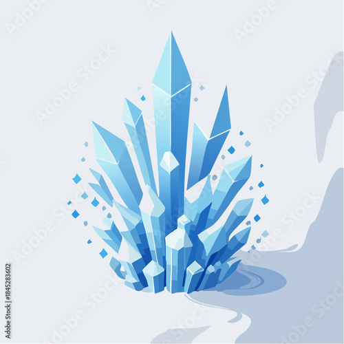 Vibrant blue crystal cluster with sharp facets and shimmering fragments