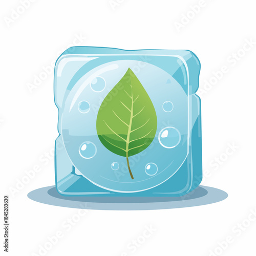 Eco friendly leaf preserved in ice cube for sustainability concepts